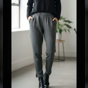 Betabrand women's dress pants mid rise slim fit open ankles pleated front M.